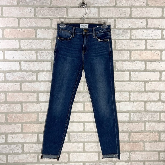 Frame Denim Le High Skinny Step Hem Jeans in Woodhaven Wash Size 26 - Picture 4 of 12